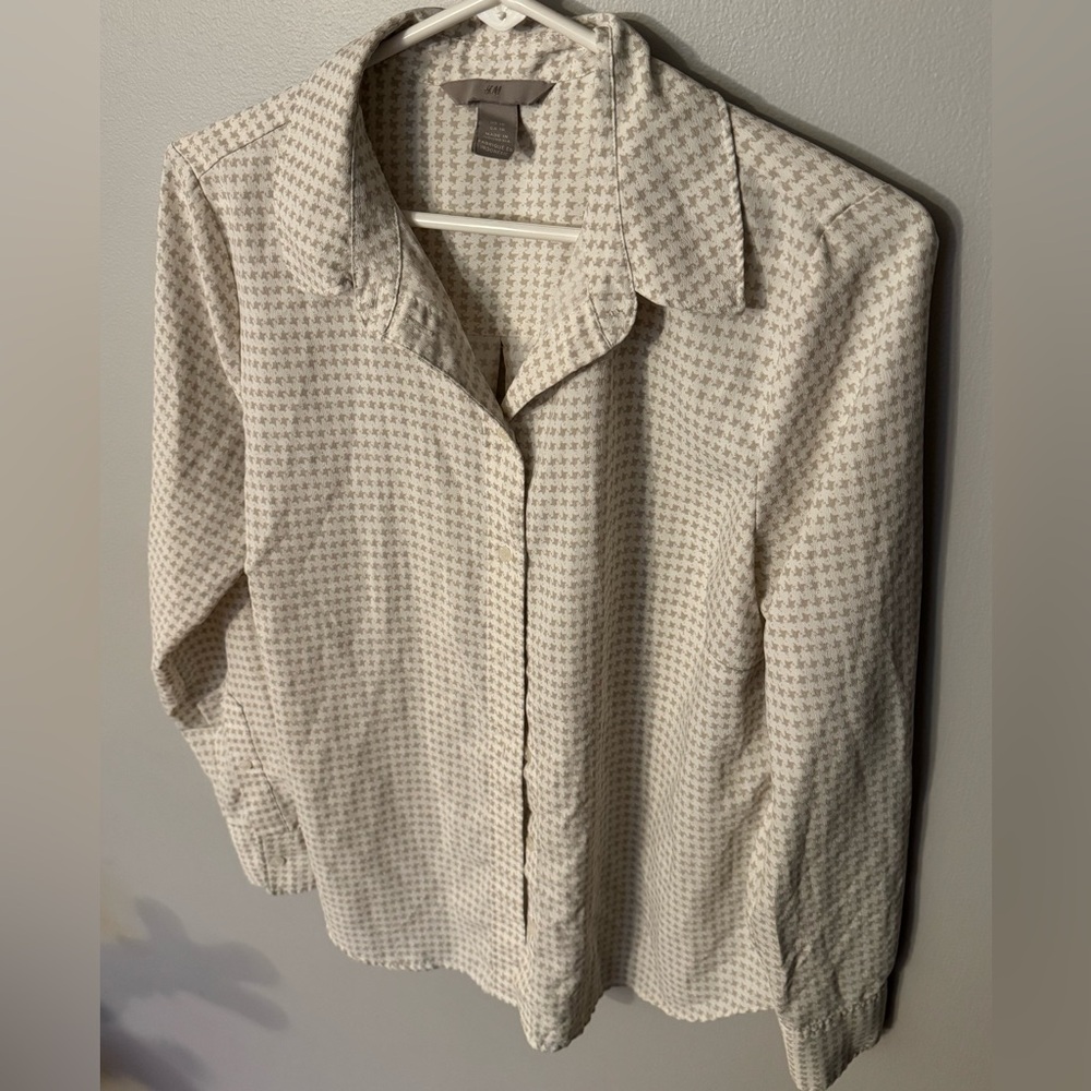 Silky functional button down blouse